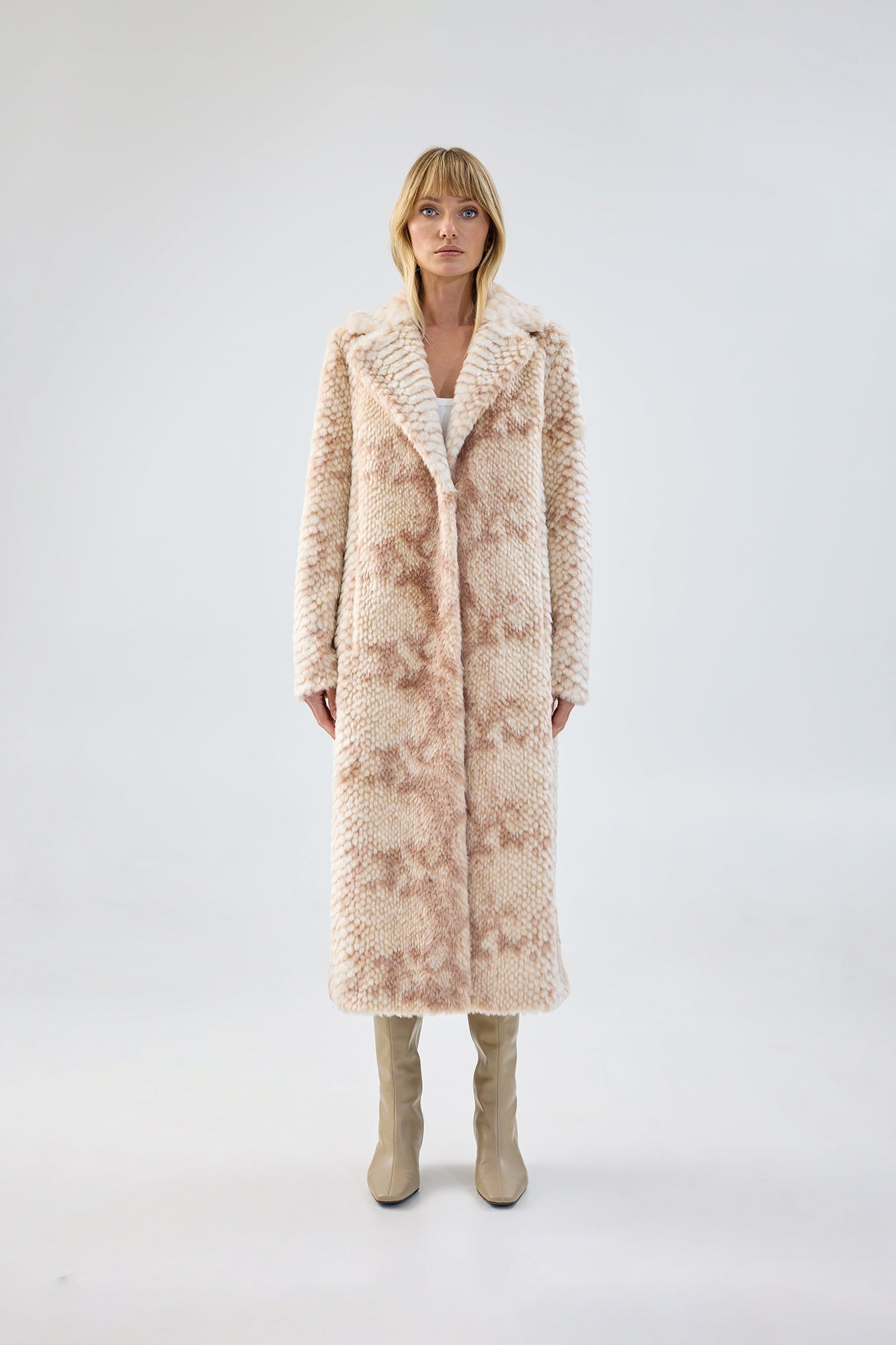 Faux Fur Floor Length Duster Coat Buy Natural Long Faux Fur Coat