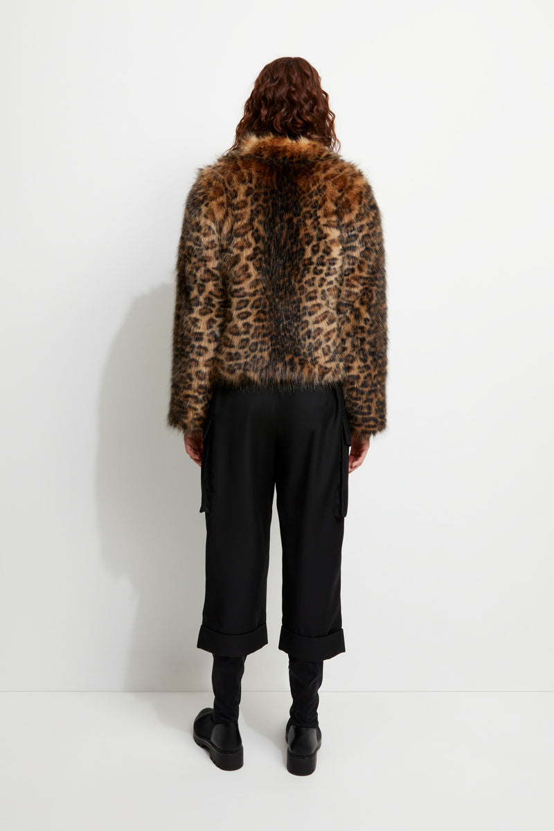 Ghost Leopard Faux Fur Hooded Parka -Fabulous-Furs