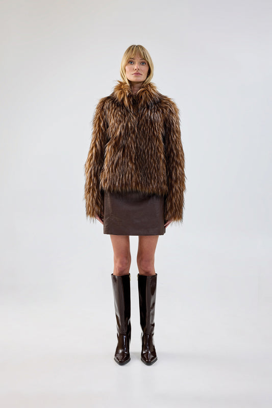 Fur Delish Jacket - Brown Raccoon