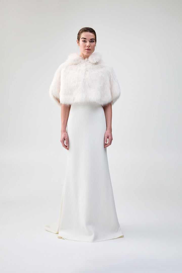 Women White Fur Contrast Tape Detail Jacket