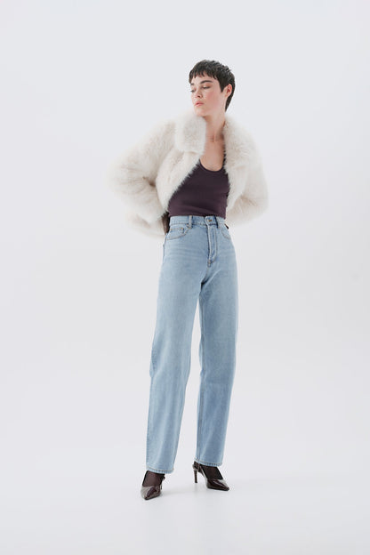 White faux fur jacket
