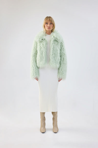 【UNREAL FUR】ギャル系 高級エコファーコート ミントグリーン UNREAL FUR】ギャル系 高級エコファーコート ミントグリーン
