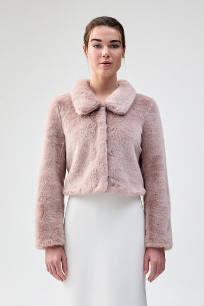 Marc Angelo Karen Cropped Fur Jacket in Cream | iCLOTHING - iCLOTHING